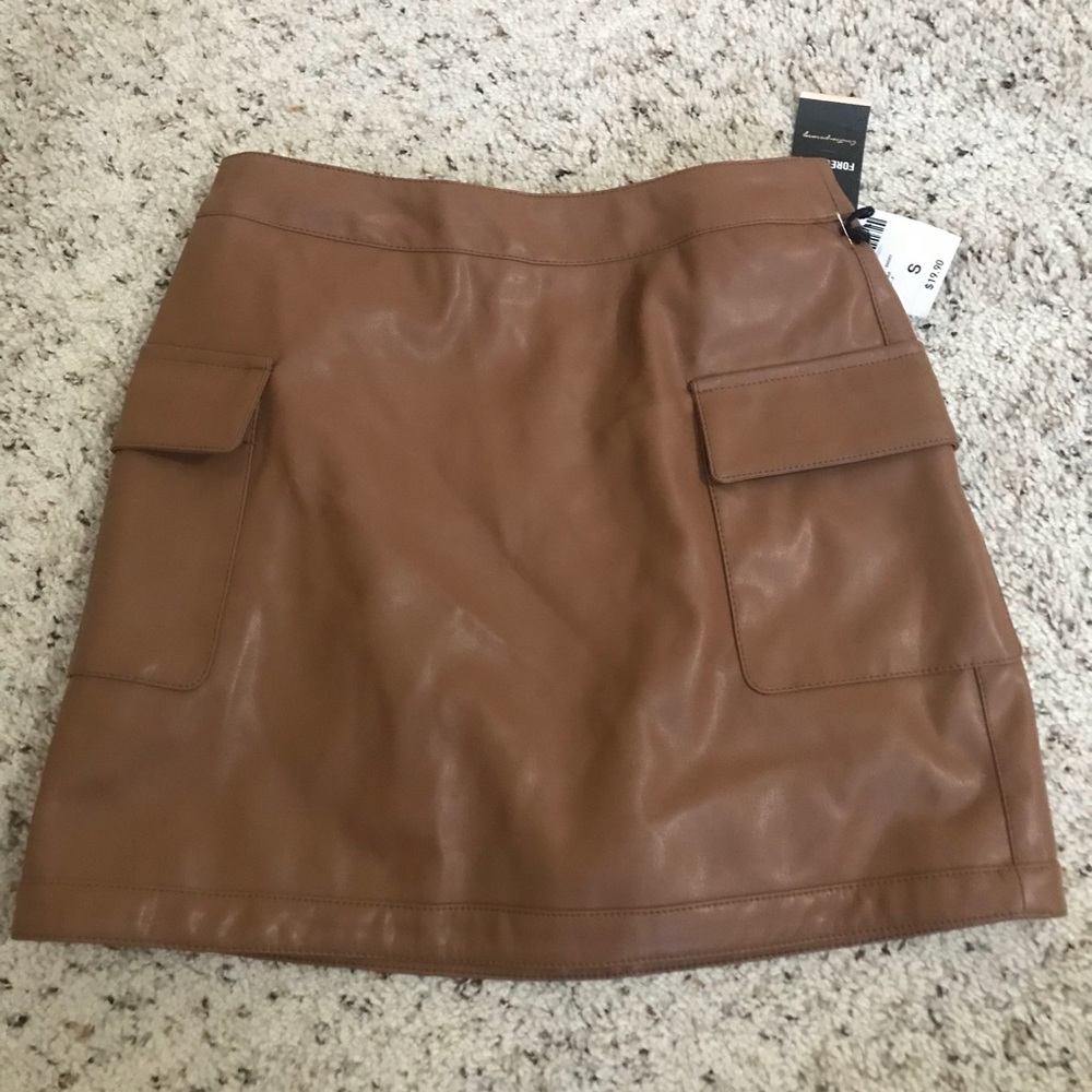 NWT small brown leather mini skirt